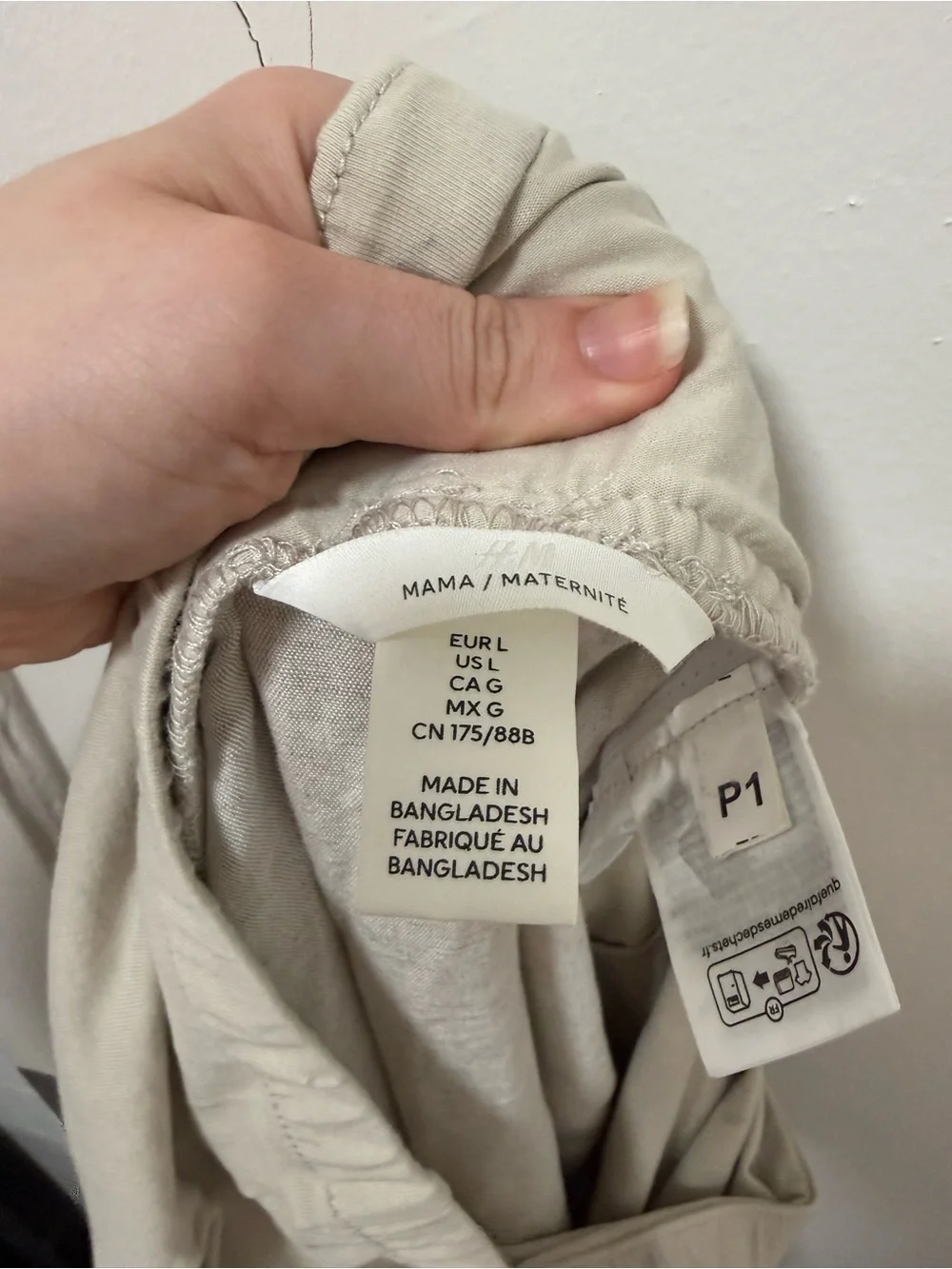 H&M beige Size L maternity linen blend pants
